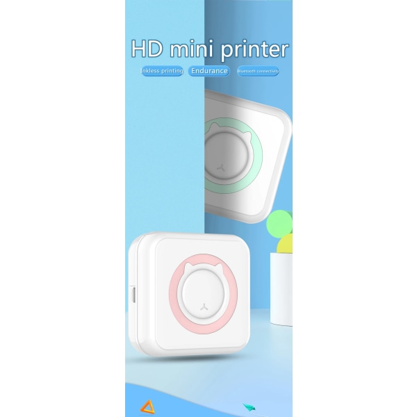 Miniskrivare Bärbar Pocket Etikett Thermal självhäftande klistermärke Skrivare trådlöst Bluetooth Bläckfritt självhäftande papper Print pink 13