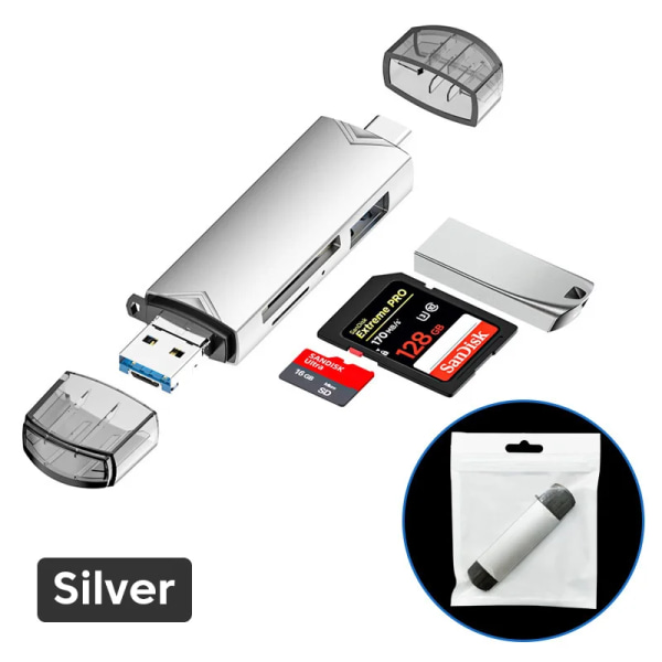 Olaf – lecteur de carte Micro sd de Type C à USB OTG, adaptateur 6 en 1, clé USB 3.0 TF 6 in 1 3.0 White