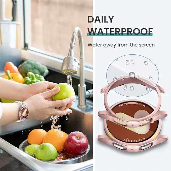 Härdat glas + PC-skal för Samsung Galaxy Watch 7/6/5/4 FE 44mm 40mm 3D Full täckning stötfångare skärmskydd skal + film Tillbehör Transparent 01 Galaxy 5 4 40mm