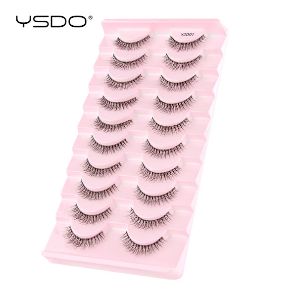 Lashes 3/10 Par Half Lashes Katt Öga Naturliga Långa Snor 3D Mink Ögonfransar Full Remsa Lashes Makeup Förlängning Verktyg 10 pairs-  Y1004