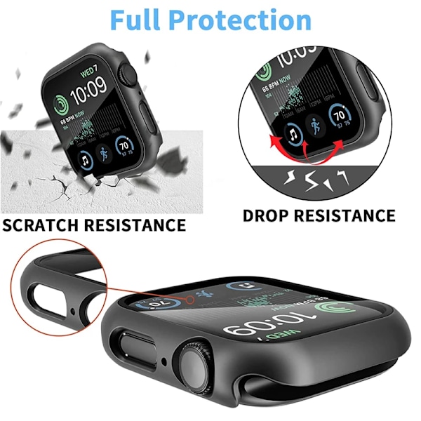 Glas+Skal För Apple Watch Fodral 9 8 7 6 SE 5 iWatch Tillbehör Skärmskydd Apple watch serie 44mm 40mm 41mm 45mm 42mm 38mm 15 Midnight Blue Series456 SE 44MM