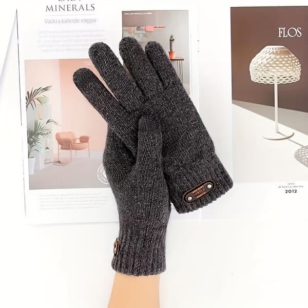 1 par mäns vinter-pekskärm stickade varma handskar - perfekt för vinteraktiviteter utomhus Gray
