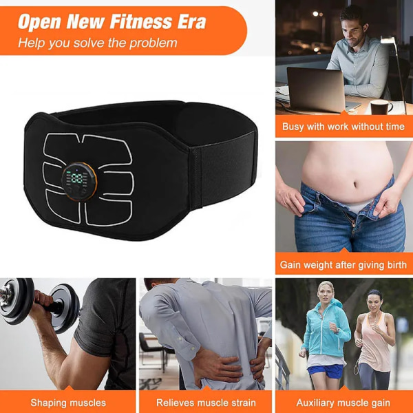 EMS Muskelstimulator Vibration Kroppsbantning Bälten Abs Trainer Buketränare Bälte USB Ladda Viktminskning Fitness Massager One Sets