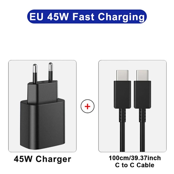 45W PD Super snabbladdning för S22 S23 Ultra Note 10+ 5G USB C Mobiltelefon Typ C US/EU/UK Snabbladdare Väggadapter EU PLUG 2 IN 1