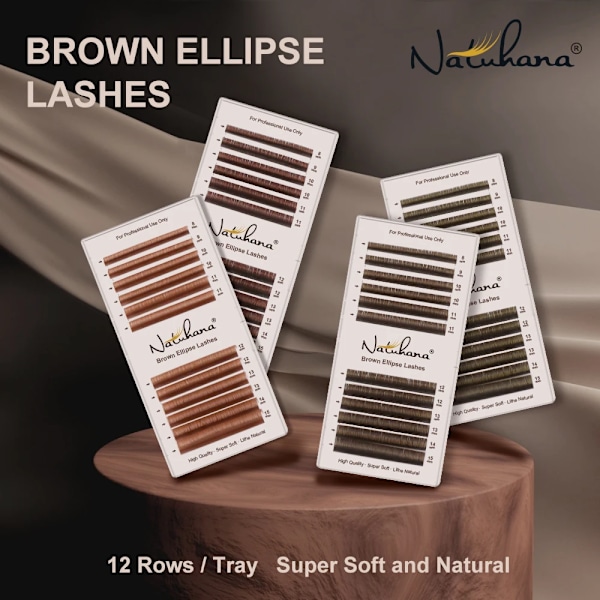 Natuhana Brun 0.15Mm Elipse Flat Ögonfransförlängning Individuell Falsk Mink Ellipse Platt Lashes Grossist Split Ti. Ögonfransar 0.15MM B