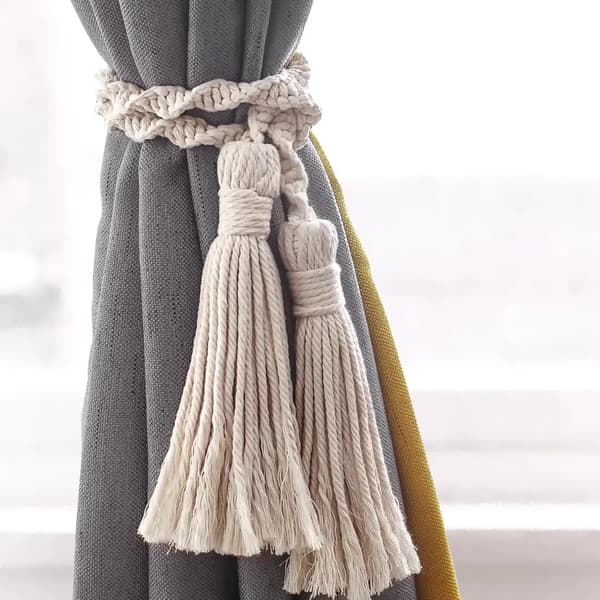 Boho Gardinupphängningar med Pärlfrans Gardintillbehör Macrame Dekorativ Gardinrep Bondgårdsinredning för Rum TK-M0810