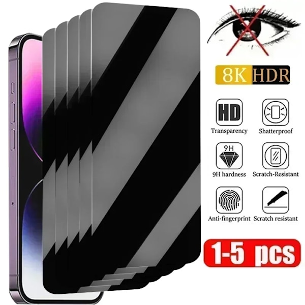 1-5st Anti-Spion Glas för iPhone 14 13 15 12 11 16 Pro Max Mini Plus SE 2020 22 X XS XR Sekretess Skärmskydd För iPhone 7 8 For iPhone SE 2022 2pcs