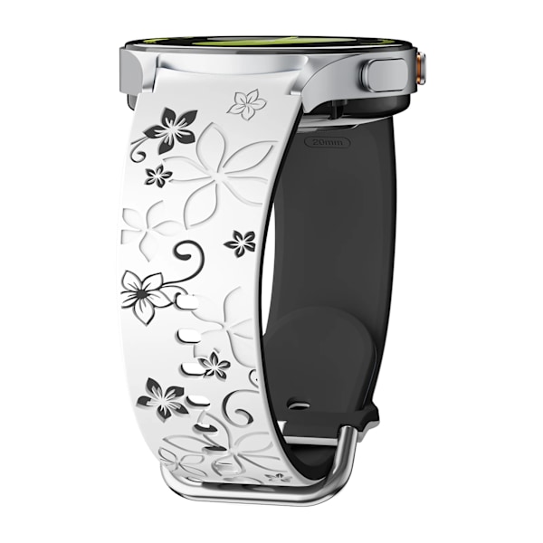 Graverat silikonarmband för Samsung Galaxy Watch 7 FE/6 4 Classic/5 Pro 45 Utan Glipor Sportarmband Galaxy Watch 7 Armband 44mm 40mm white-black Galaxy Watch4 40mm