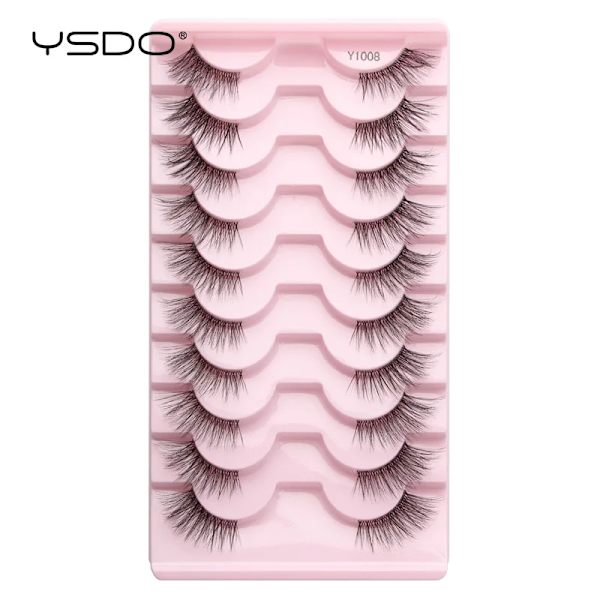 Lashes 3/10 Par Half Lashes Katt Öga Naturliga Långa Snor 3D Mink Ögonfransar Full Remsa Lashes Makeup Förlängning Verktyg 10 pairs-  Y1008