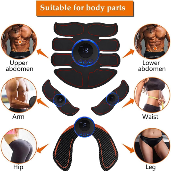 Elektrisk EMS muskelstimulator Trådlös skinkor Höfttränare Abdominal ABS-stimulator Fitness Kroppsbantning Massager 1