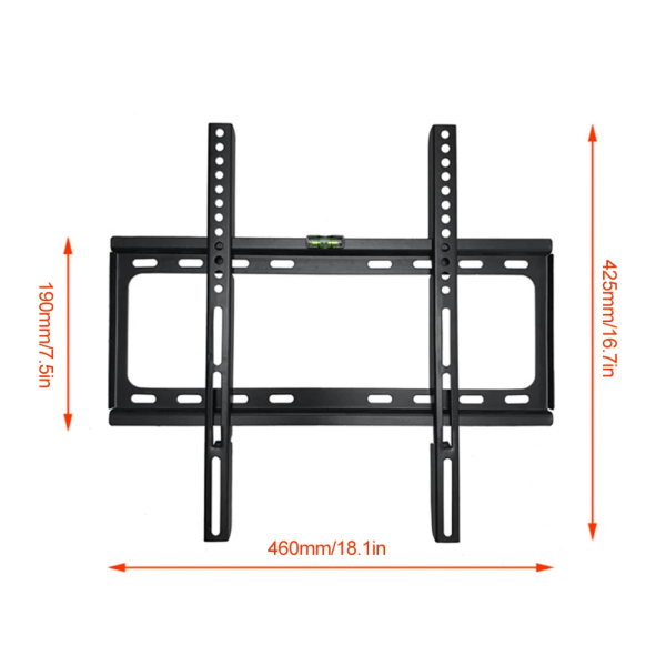 26-63 tums TV-stödfäste TV-monteringshållare med nivå låg profil platt justerbar TV-väggfäste för LCD LED-TV-skärm black