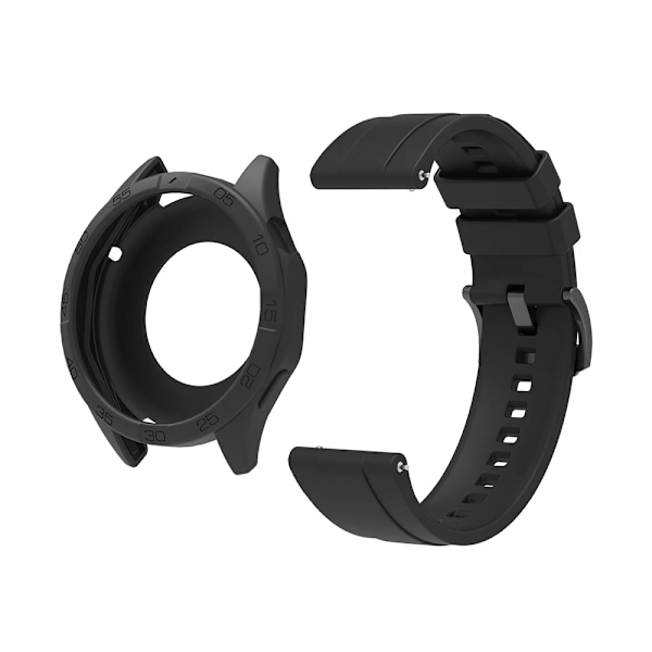 Silikonarmband för Huawei Watch GT4 GT5 46mm Ersättningsarmband + Skyddsfodral Black Bundle Huawei GT4 GT5 46mm