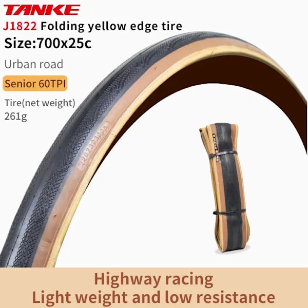MTB Road Cykel Vikbart grusdäck Svart/Gul 60TPI PREMIUM CYKEL Däck 26×1,95/27,5×2,1/2,2/29×2,2/700×25C/20×1,35 J1822 700x25C Yellow
