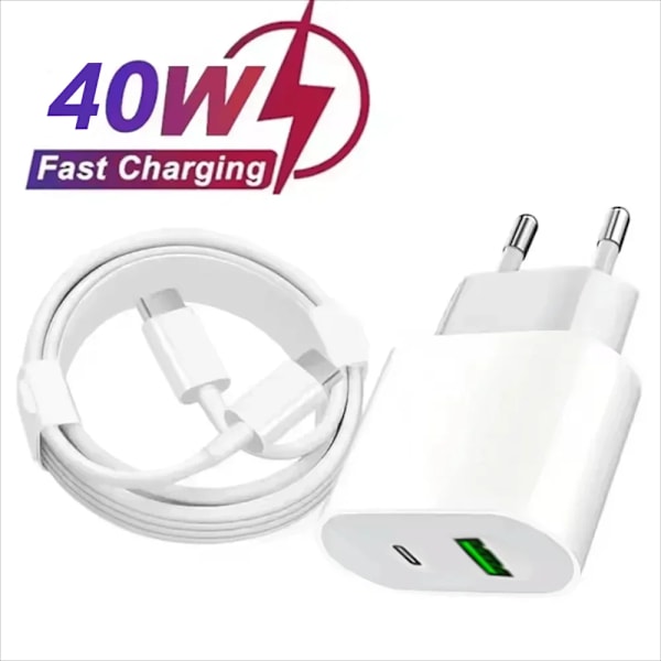 35W PD Snabbladdare för iPhone 13 Pro 14 Plus 11 12 mini XS Max XR X iPad Air Snabbladdningskabel USB-C Ström 2m Cable EU Charger set B