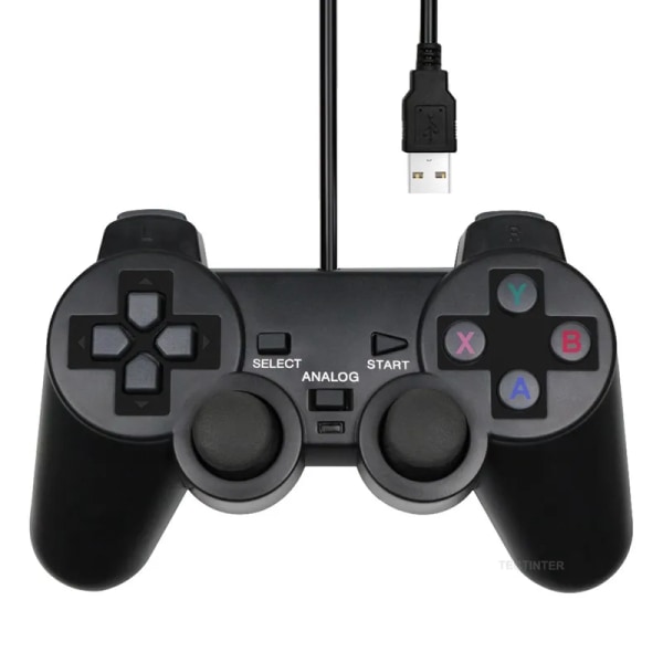 USB kabelansluten PC Game Controller Gamepad För WinXP/Win7/Win8/Win10 Joypad För PC Windows Dator Laptop Svart Game Joystick Black
