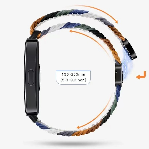 Nylonflätat armband för Huawei Band 10 9 8 Justerbart magnetspänne Armbandsur Huanwei Band 10/9/8 Tillbehör correa Red For Huawei Band 10