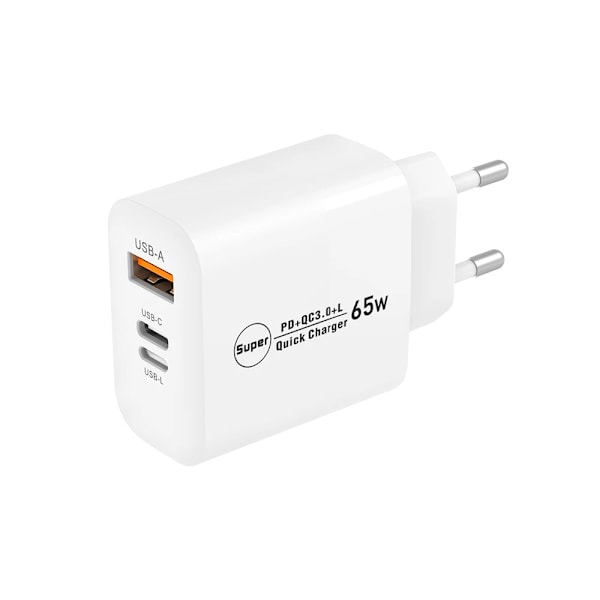 PD 65W Högpresterande USB-laddare Super snabb omvandlingsbar laddare Adapter för iPhone 15 14 13 12 Pro Huawei Xiaomi Samsung Pixel oppo EU White