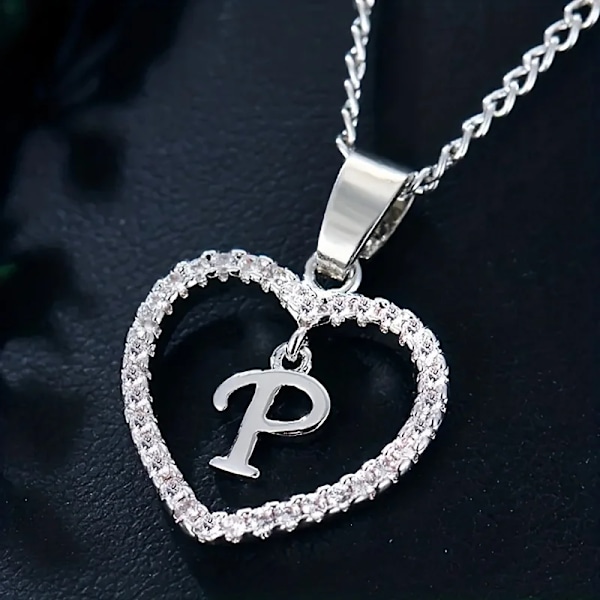 Bohemiskt Hjärta-format Brevhänge Halsband, Bröllopsfestgåva För Män Och Kvinnor, Delikat Gåva För Män Och Kvinnor P