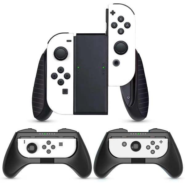Grepp kompatibel med Nintendo Switch/Switch OLED Joy-Con, 3-pack, slitstarkt Game Switch Controller Handle Case Kit black