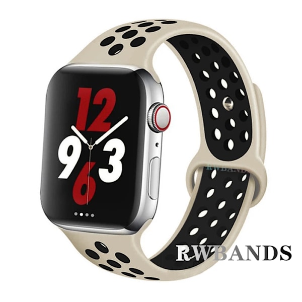 Sportarmband för Apple Watch Band 46mm 44mm 40mm 42-38-41mm 45mm Andningsbart Armband iWatch Series 10 9 8 7 6 SE 5 3 Ultra 2 49mm 32meters white black 38 40 41 S10-42mm ML
