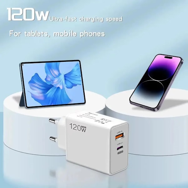 PD 120W Laddare USB ny Snabbladdare För iPhone 15 Pro Samsung Xiaomi Huawei EU US Reseladdare EU White