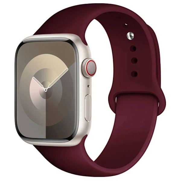 Silikonarmband för Apple Watch armband 44mm 45mm 40mm 41mm 42-38mm 45 mm sportarmband iwatch serie 8 7 6 5 4 3 SE 9 Ultra 2 49mm 37 Wine Red 49mm-42-44-45mm S-M