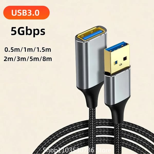 USB Förlängningskabel USB 3.0 Kabel Hane till Hona Förlängningssladd för Smart TV PS4 PS3 Xbox One SSD Laptop Förlängningsdatakabel 5m