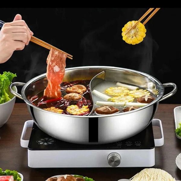 Marmite double en acier ooxiderbar, kompatibel avec la cuisinière à gaz, ustensiles de cuisine domestiques, marmite à soupe, 28 cm, 30cm