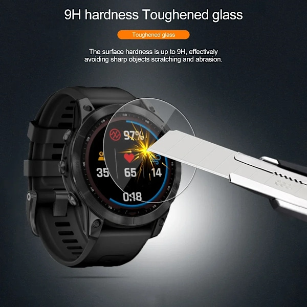 Härdat glas för Garmin Fenix 7 7S 7X 6 6S 6X Pro Sapphire HD Skärmskyddsfilmer för Fenix 7 7S 7X Smartwatch-tillbehör For Fenix 7x Pro 5 Pcs