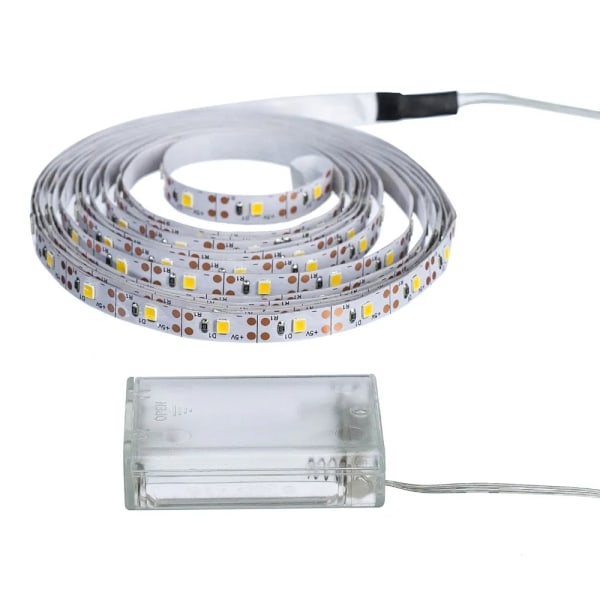 3AA Batteri Power Led Strip Light SMD2835 50cm 1M 2M 3M 4M 5M Flexibel belysning Bandtejp Vit/Varmvit Strip Bakgrundsbelysning warm white 1m