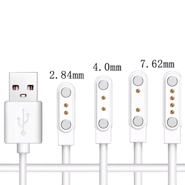 Universell Stark Magnetisk 2-Pin Laddare för Smartklockor Tillbehör 2.5/2.8/3.5/4.0/7.62mm Kontaktavstånd Laddningskabel 60cm 4.0 12.3mm black
