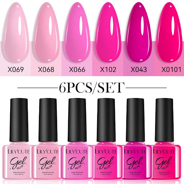 LILYCUTE 6 st/set 7ml Kaffeserie Gel Nagellack Kit 125 Färger Manikyr Semi Permanent Soak Off UV Nagelkonst Gel Lack 6Pcs 18