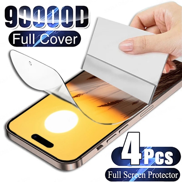 4 st Hydrogel Film Skärmskydd För iPhone 12 15 16 14 11 13 Pro Max För iPhone 15 16 14 Plus 13 12 Pro 16e Full Cover Film iPhone 16e Hydrogel film
