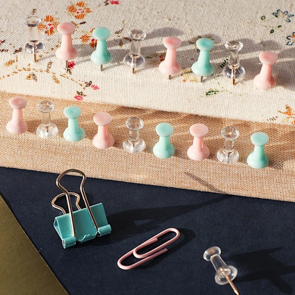 72Pcs Färg Binder Clips Papper Clips Push Pin Set Rose Guld Push Pins Söt Brevpapper För Kontorstillbehör Skola Su Tillämpas Pink