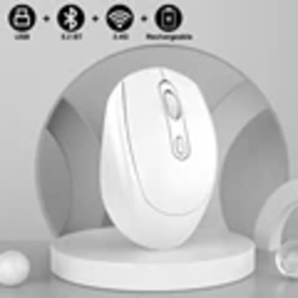 Trådlös tyst mus Bluetooth 2.4G Dual Mode Mute Laddning Bärbar mus Optisk för bärbar dator PC-spel Kontor WHITE