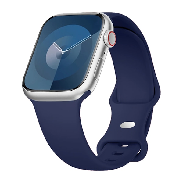 Silikonarmband för Apple Watch Band 40mm 44mm 46mm 45mm 41mm 49mm 38 42 Correa Armband iWatch serie 6 ultra2 7 8 9 se 10 band Navy Blue 38 40 4142mm S-M