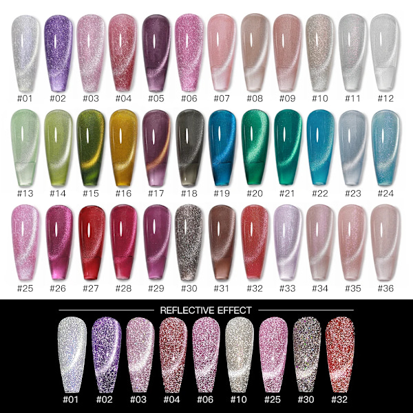 AS 15ml Magnetisk Katt Gel Nagellack Cat Eye Glitter Effekt Semi Permanent 36 Färger Soak Off UV Gel Lack Manikyr Nagelkonst YRM 8