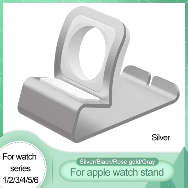 Aluminium silikonfäste Laddare Dockningsstation Laddningshållare för apple watch Stand Series SE/6/5/4/3/2/1Charging Cradle Stand Silver