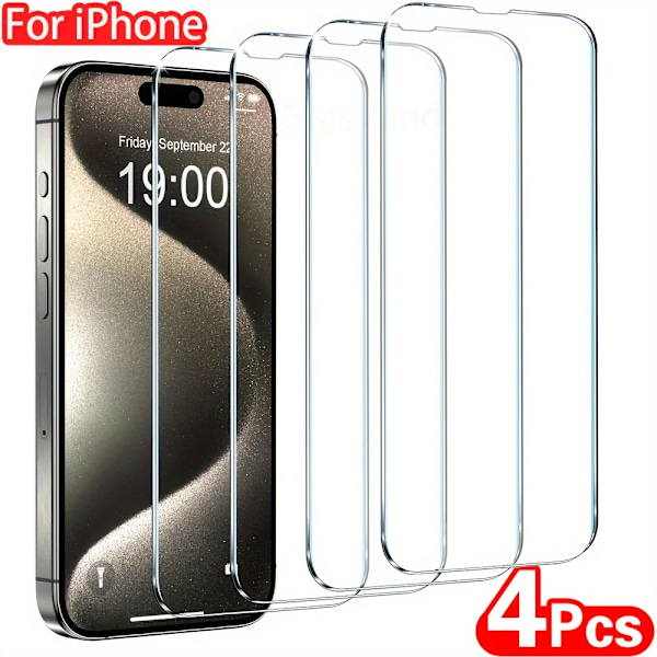 NNBILI 4 st HD Härdat Glas Skärmskydd Klar Glas Skyddsfilm För IPhone16 15 14 13 12 16e Telefonskydd Härdat Glas For iPhone 11 4 Pieces