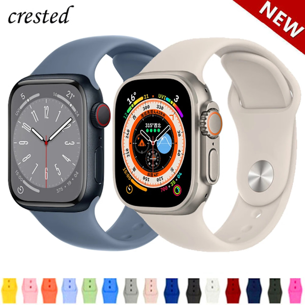 Silikone Rem För Apple Watch Band 44Mm 40Mm 45Mm 41Mm 49Mm 42Mm 38Mm Korpus Armband Iwatch Ultra 2 Serien 7 Se 3 4 5 6 89 dark cherry 42 44 45 49 mm S-M