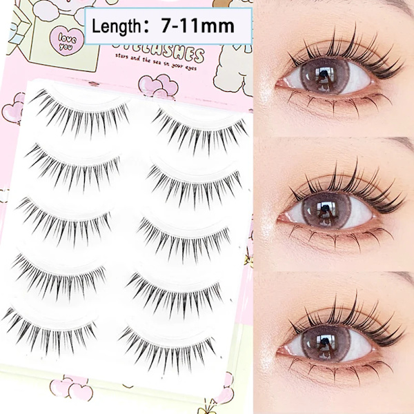 Dröm Deer 5 Par Falska Ögonfransar En Typ Ögonfransar Uppgraderad Lash V-Formad 0.14Mm Transparent Stam Mjuk Naturligt Öga Lashes Mink W-1