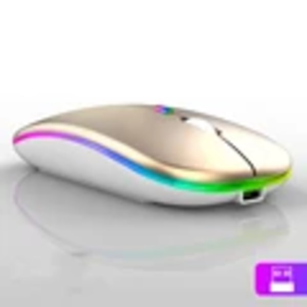 Trådlös mus 2.4Ghz Bluetooth Uppladdningsbar mus Tyst LED Bakgrundsbelyst USB Gaming Mus 1600DPI Möss för Compter PC Laptop Gold