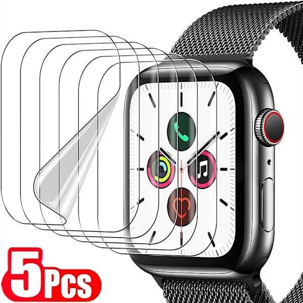 1-5st Skärmskydd Hydrogel Film för Apple Watch 7 6 SE 5 4 3 2 1 38MM 40MM 41MM 42MM 45MM Apple Watch Skärmskydd 5pcs Series 7 45mm