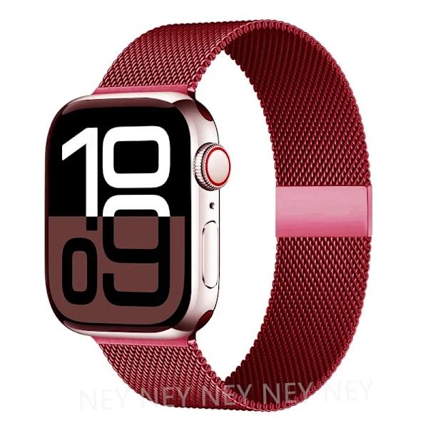 Milanese loop för Apple Watch armband 45mm 44mm 40mm 41mm 42mm-46mm stjärnljus armband iwatch serie 8 7 6 5 SE 9 10 Ultra 2 49mm rose red 18 42-44-45-49mm-46mm