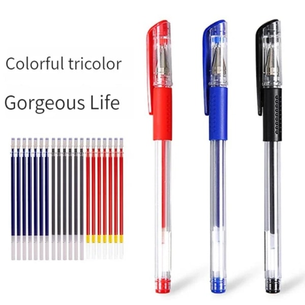 Gel Pen Set Skolmaterial Svart Blå Röd Bläck Färg 0,5 mm Kulspetspenna Kawaii Pen Skrivverktyg Skola kontorspapper 7Pcs Blue pen B