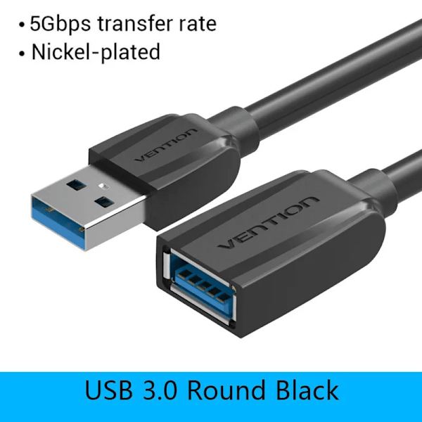 Vention USB 3.0 Förlängningskabel Hane till Hona Förlängningskabel Snabb USB 3.0 Kabel Förlängd för laptop PC USB 2.0 Förlängning USB 3.0 Black A45 2m