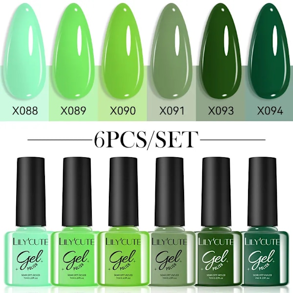 LILYCUTE 6 st/set 7ml Kaffeserie Gel Nagellack Kit 125 Färger Manikyr Semi Permanent Soak Off UV Nagelkonst Gel Lack 6Pcs 04