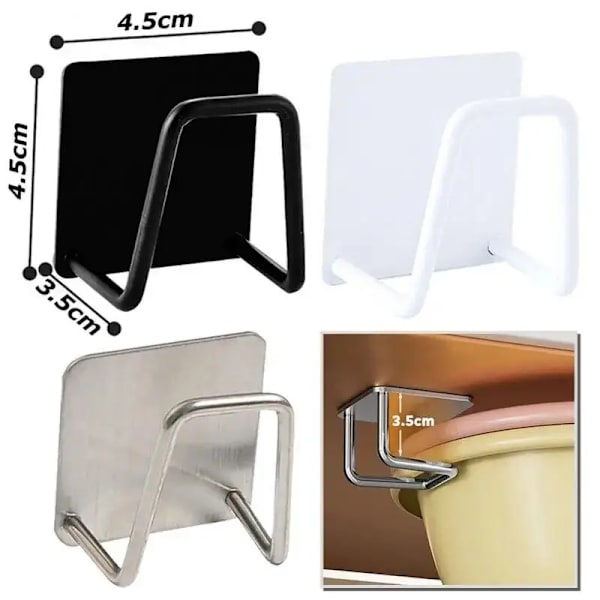 Kökssvampar Hållare Rostfritt stål Diskbänk Hylla Självhäftande hållare Avloppstorkställ Väggkrokar Tillbehör Organizer SILVE-3PCS