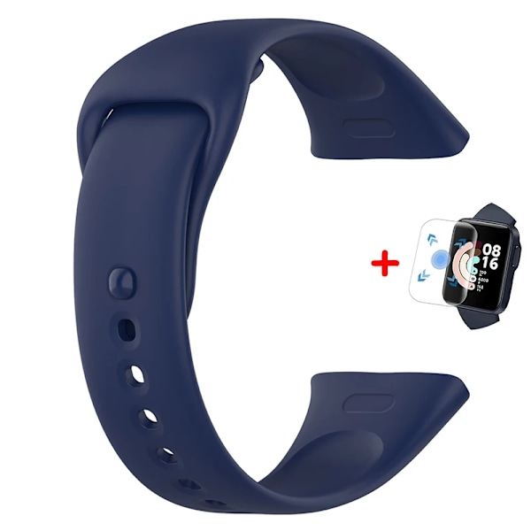 Silikonarmband för Redmi Watch 3 Active Lite Ersättningsarmband Armbandsur för Xiaomi Mi Watch Lite med Skärmskydd Blue-PET Redmi Watch 3