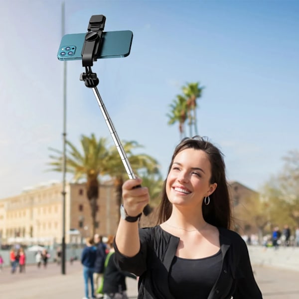 Utdragbart 3-i-1 Selfie Stick Stativ Med Avtagbar BT Trådlös Fjärrkontroll Kompatibel Med De Flesta Telefoner Lättvikts Stativ Pink (With Light)